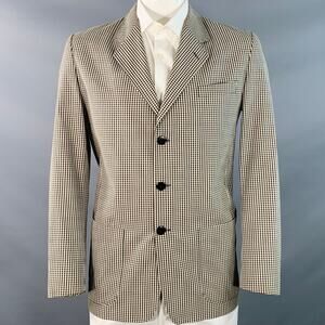 AGNÈS B. Size 42 Cream Black Gingham Cotton Slim Fit Notch Lapel Sport Coat